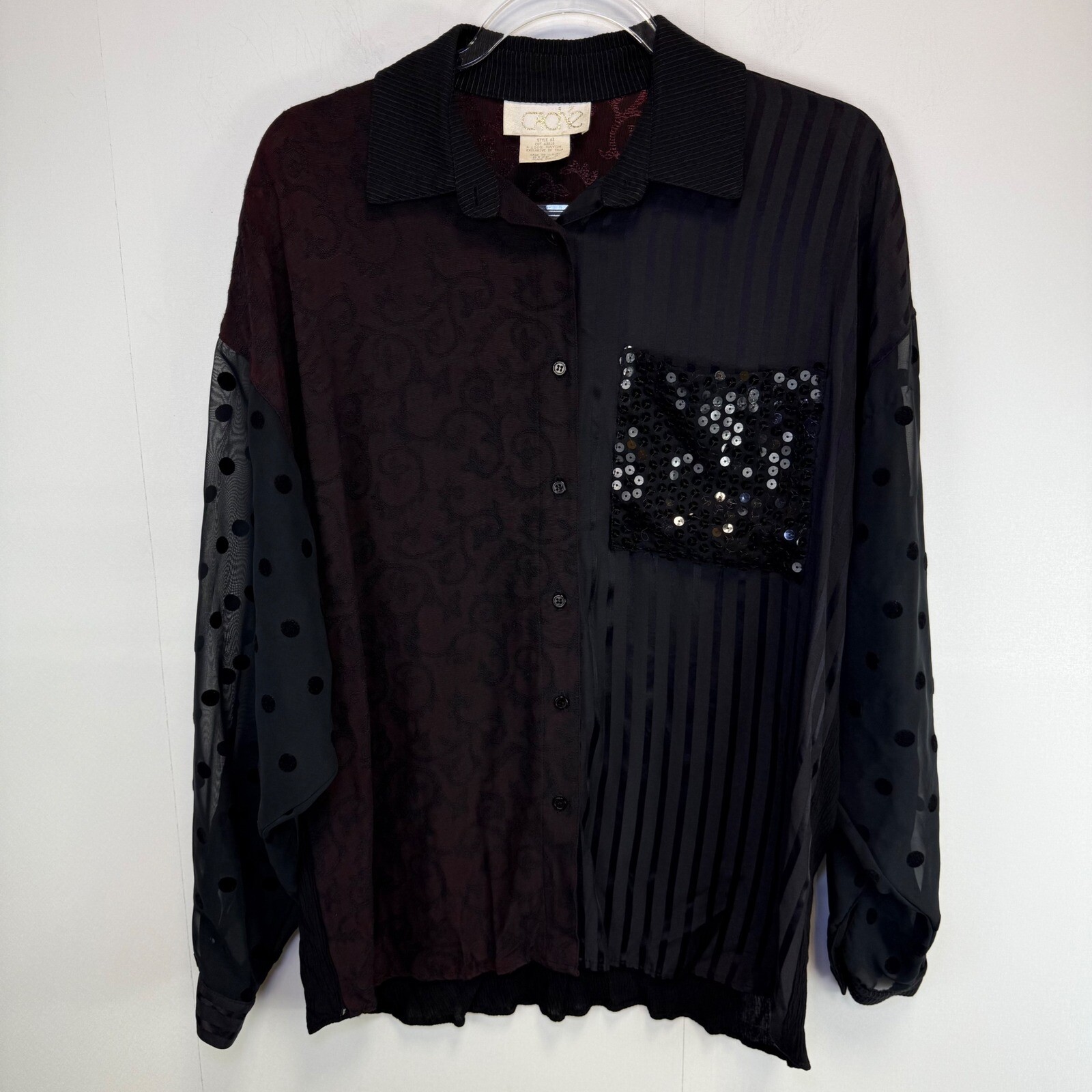 Cache Vintage Sequin Polka Dot Black Burgundy Button Goth Dark Vamp Whimsigoth 2