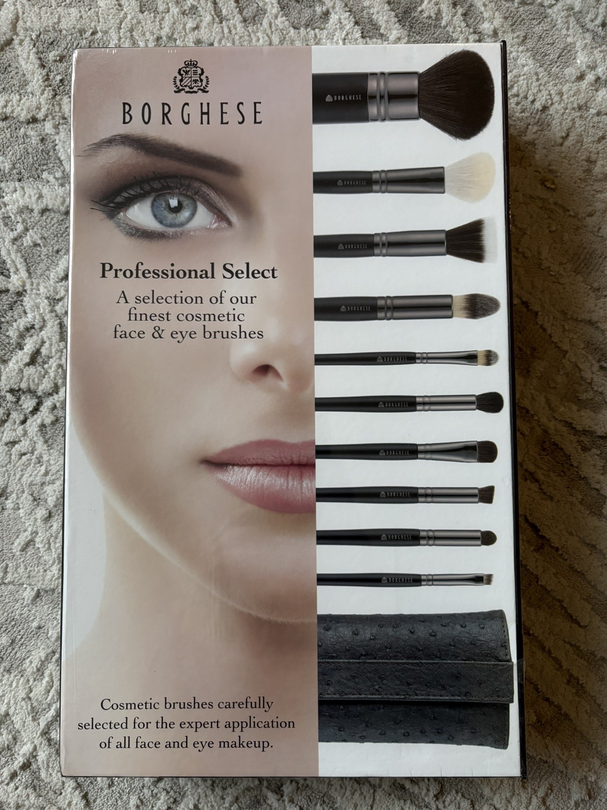 Borghese Professional Select rare 10 Pc Brush Face and Eye Makeup w Bag Sealed