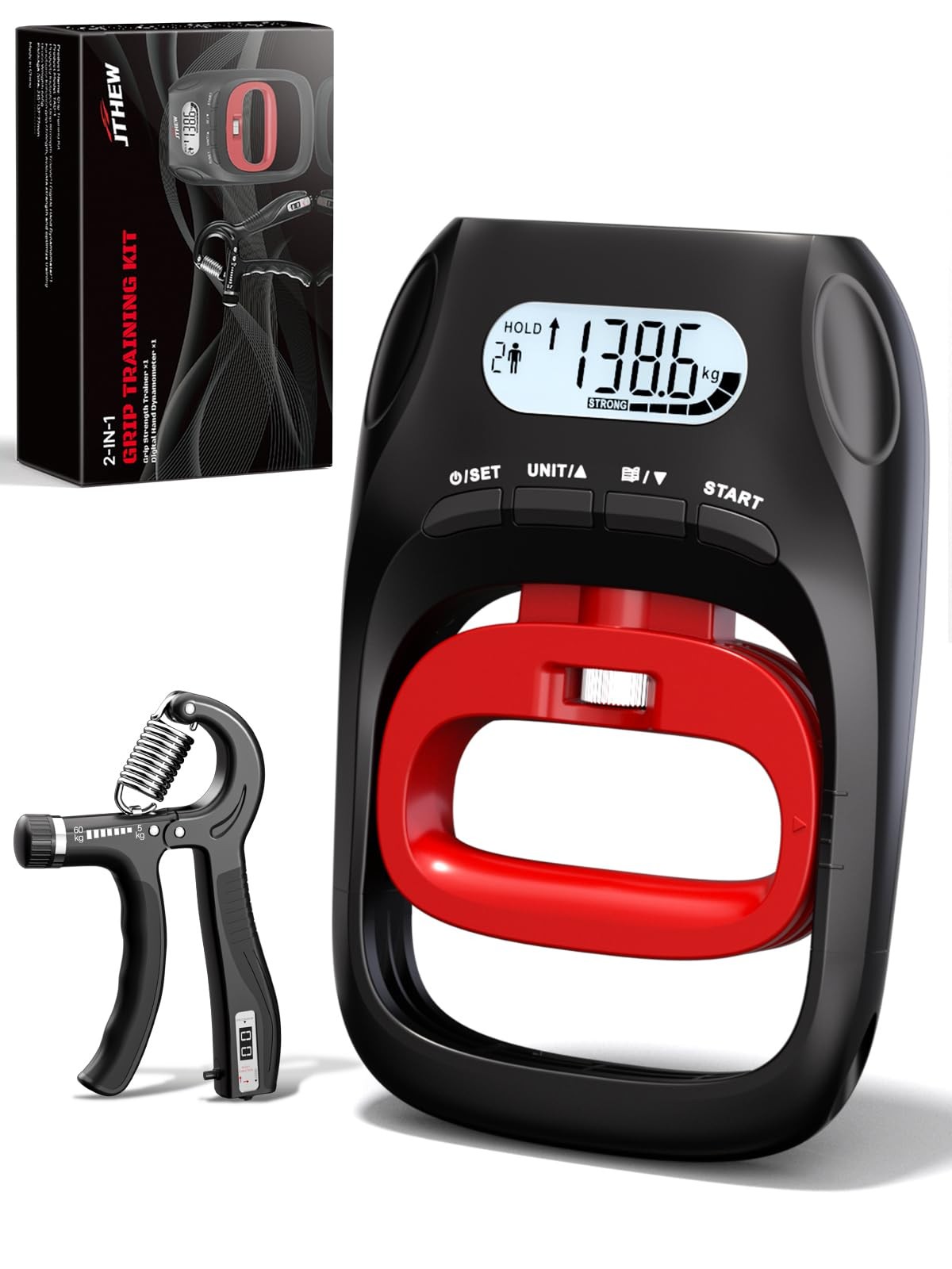 Grip Strength Tester Trainer - Electronic Hand Dynamometer of 5-60kg, Black 