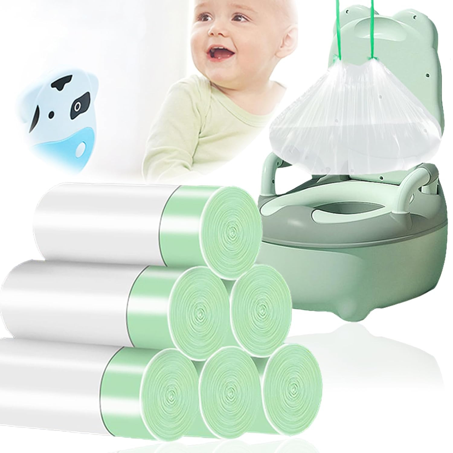 100 Potty Chair Liners with Drawstring, Disposable Toilet Seat Bags (44 X 24 Cm)