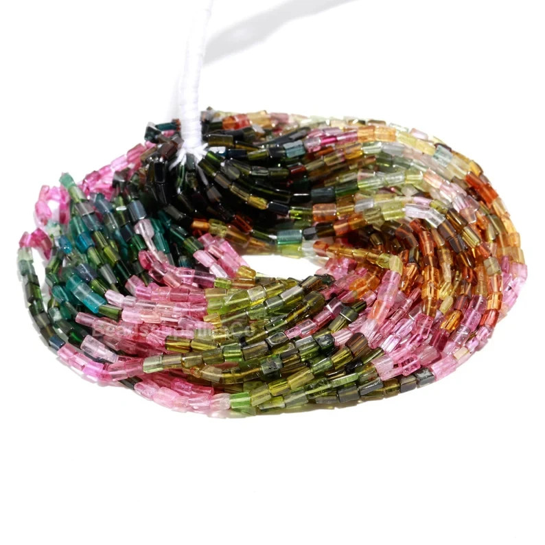 AAA+ Multi Tourmaline Smooth Square Beads: Jewelry Making Supplies