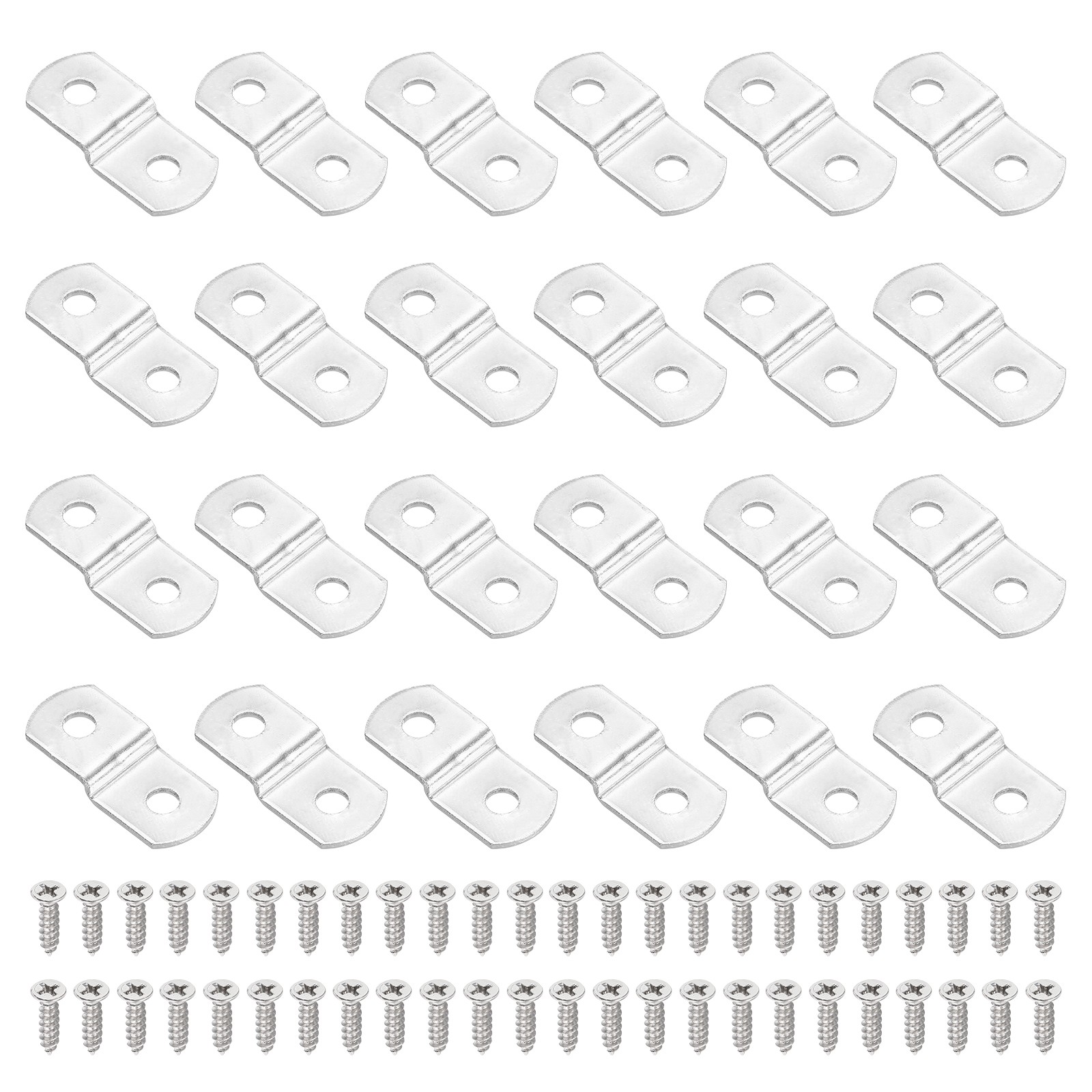 32Pcs 1/8" Offset Canvas Clips with 2 Holes Include 64 Screws, Silver Tone