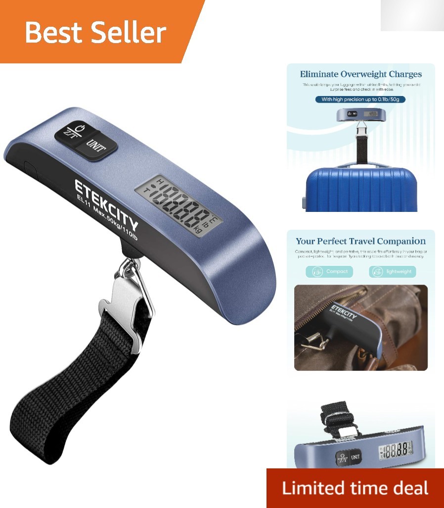 Digital Luggage Scale with Temperature Sensor - 110lbs Capacity & Compact Design