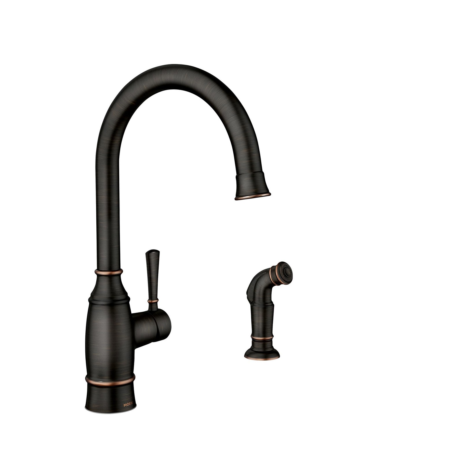 Moen Noell Mediterranean Bronze Single-Handle Kitchen Faucet with Side Sprayer,