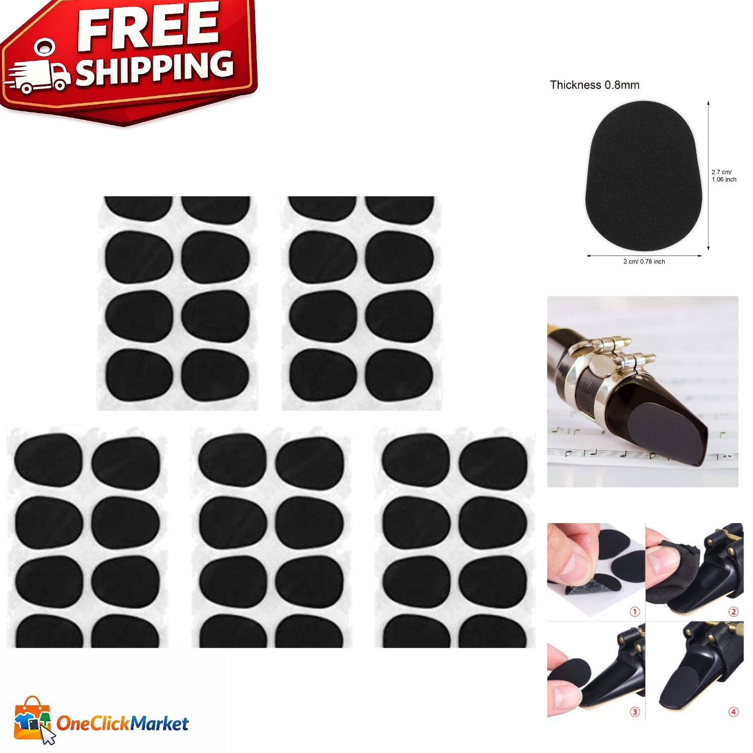 Saxophone & Clarinet 40 Rubber Mouthpiece Cushions - Vibration Dampening Comfort