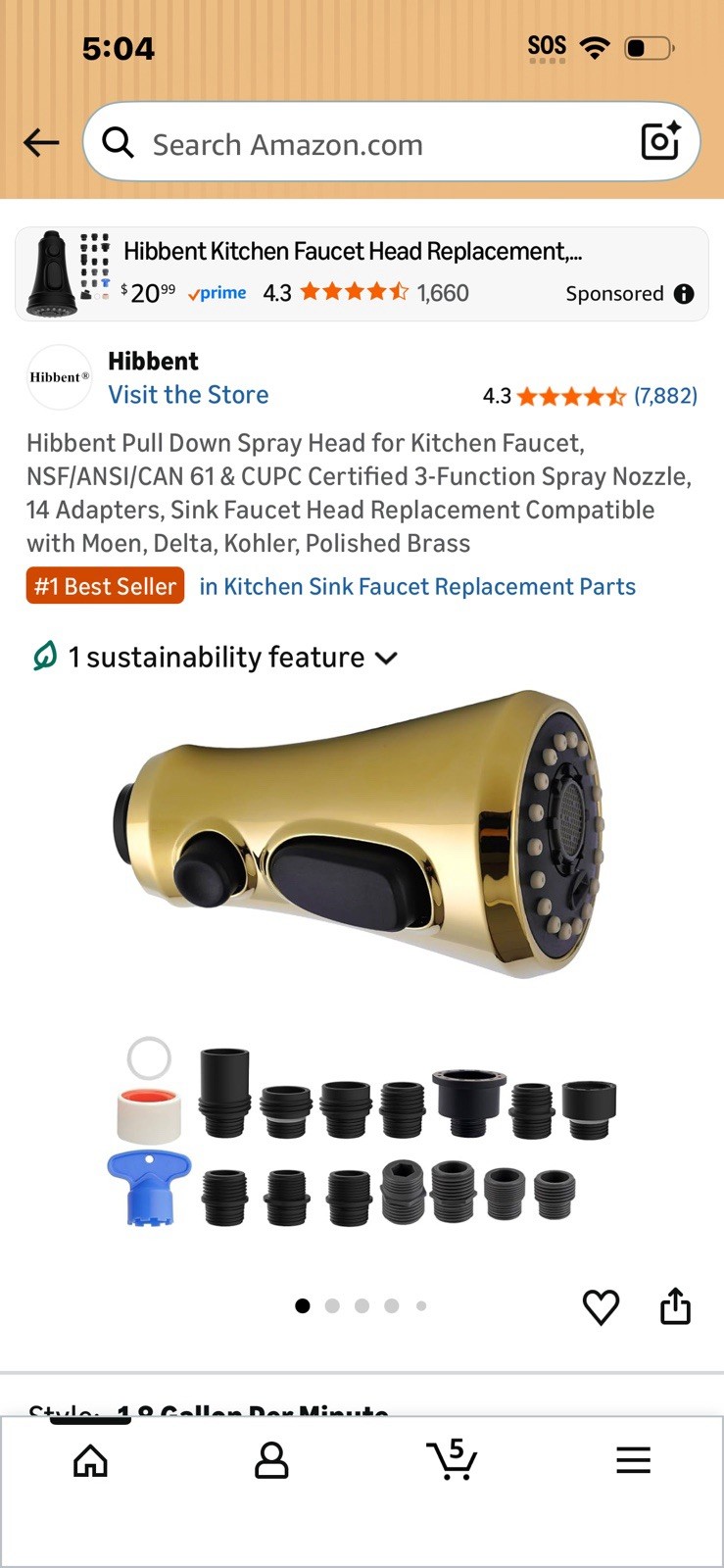 Pulldown Faucet Sprayer Gold