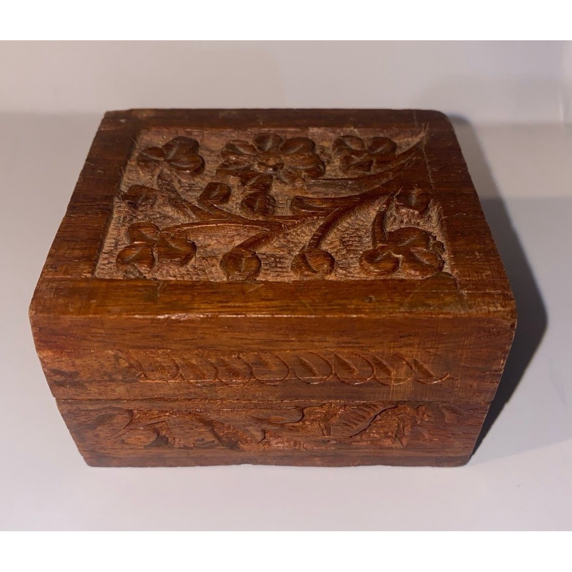 Vintage Hand Carved Wooden Box