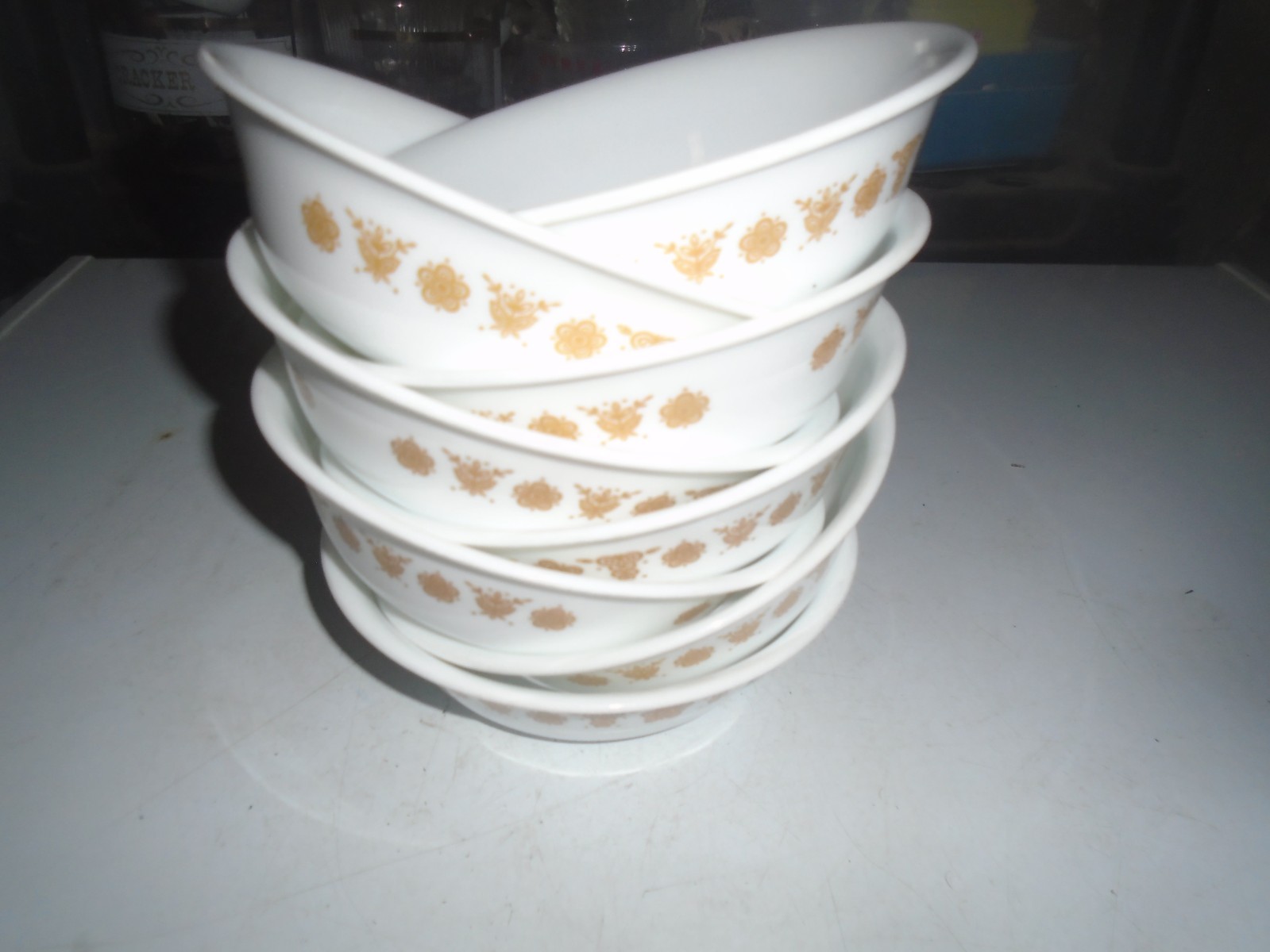 8 Vintage Corelle Butterfly Gold  Bowls Soup Cereal  10 oz/6.25"