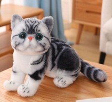 Gray American Shorthair Cat 10 Inch Stuffed Animal Plush Toys Doll Kids Gifts