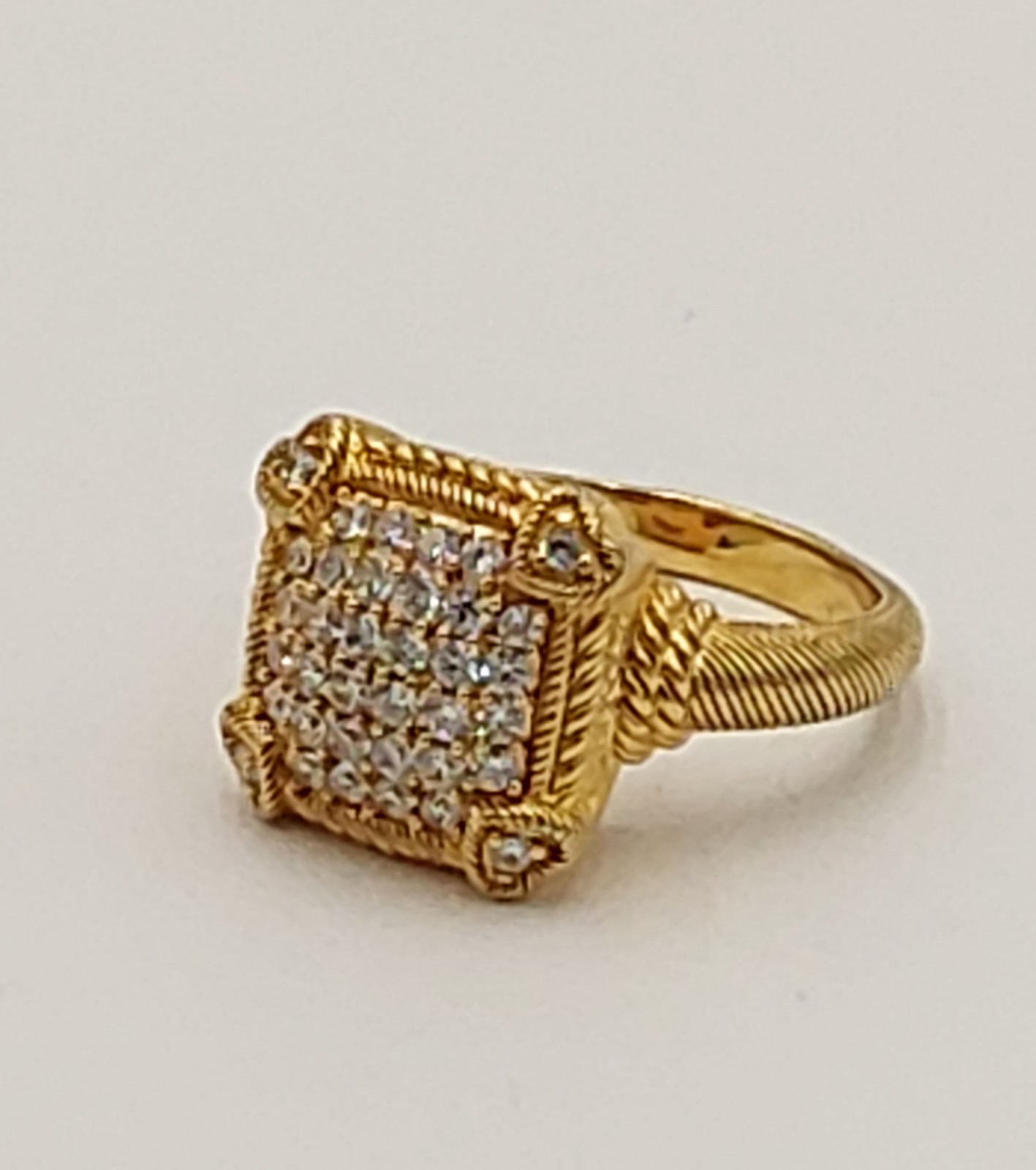 Judith Ripka Sterling Silver 925 Hearts With Clear Stones Sz9  Weighs  9.0 Grams