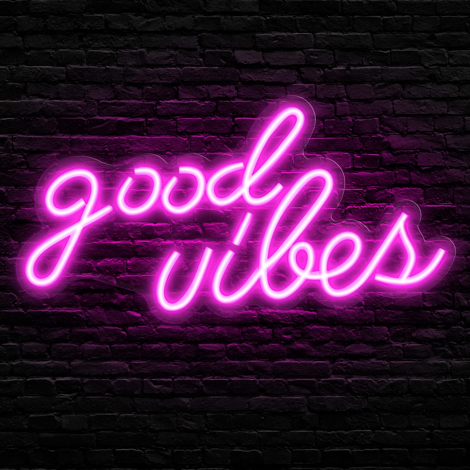 Pink Good Vibes Neon Sign - Neon Lights for Bedroom, LED Neon Signs for Wall ...