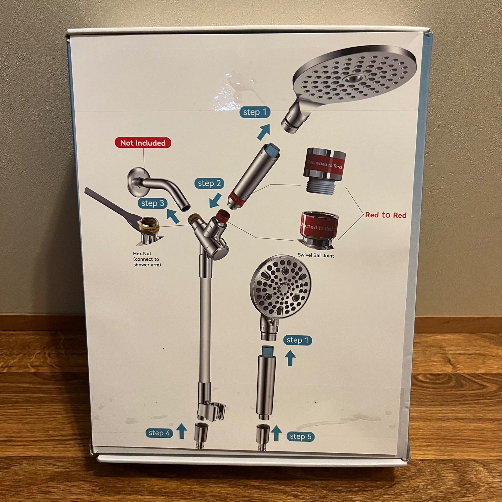 MakeFit Dual Shower Head Combo with Handheld Chrome High Pressure System