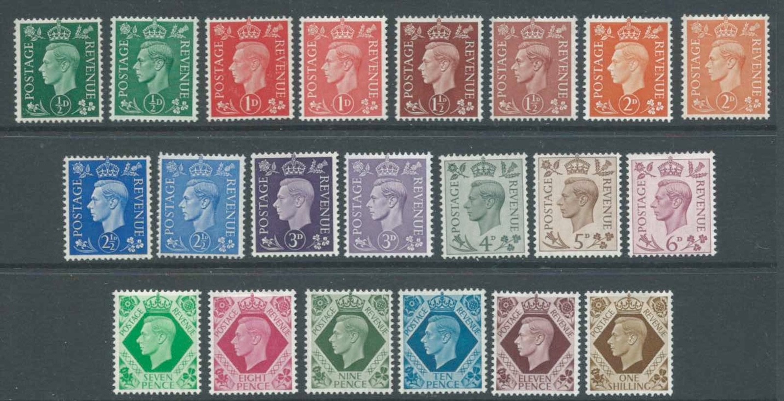 GB GVI 1937 SG462-75 & 485-90 Set Of 15 + Set Of 6 UMM To MM Cat £48.50