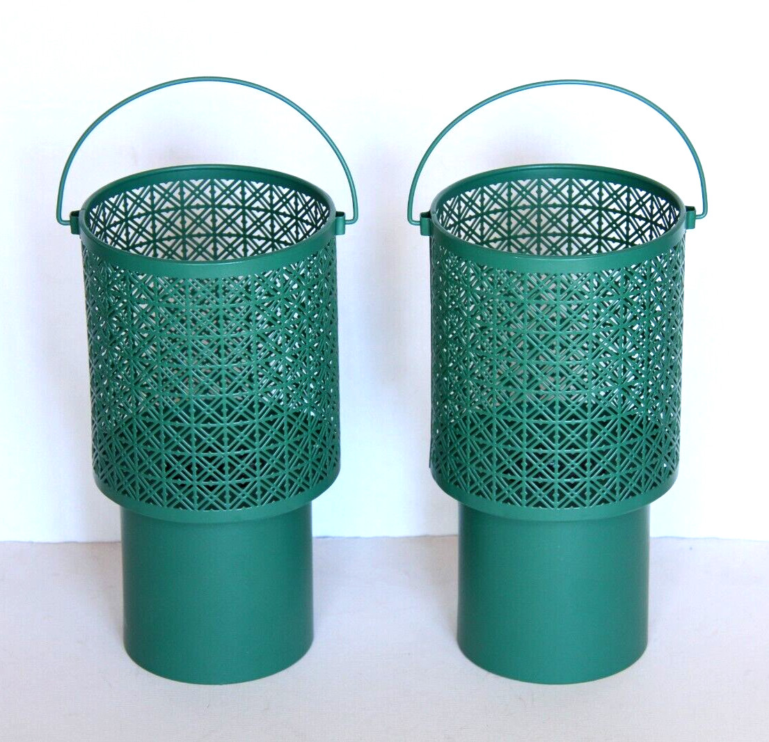 HD Designs Green Metal 10" Solar Hanging Lantern Lot Of 2 Covered Yard & Garden