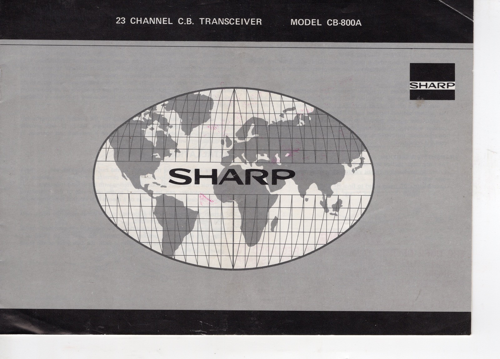 Sharp CB Transceiver Model CB-800A Manual 1970s?
