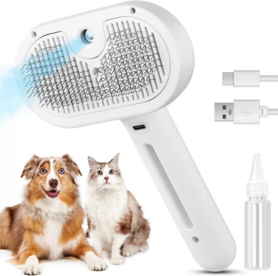 3in1 Pet Steam Brush Dog Hair Brush Cat Hair Brush Electric Steam Spray-&