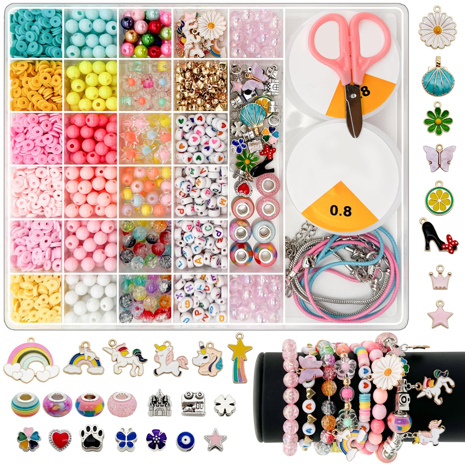 JINNBEY 1410Pcs Bead for Kid Jewelry Making Kit, Polymer Clay various, 1410 