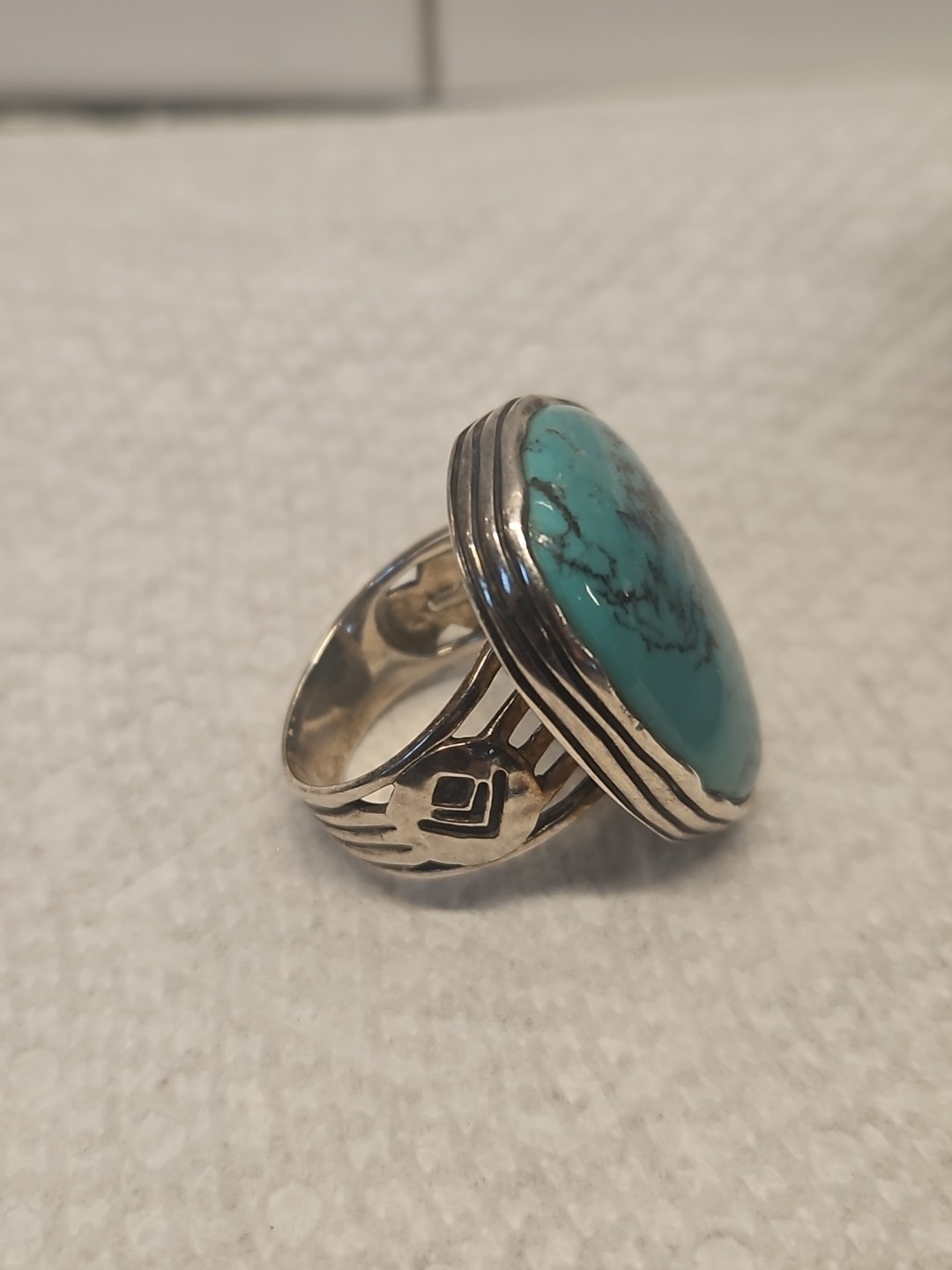 Beautiful Sterling Turquoise Ring Size 9 1/2