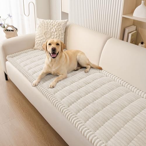  Couch Cover for Dogs Washable, Non Slip Fuzzy Pet Couch 27.6" x 59" White