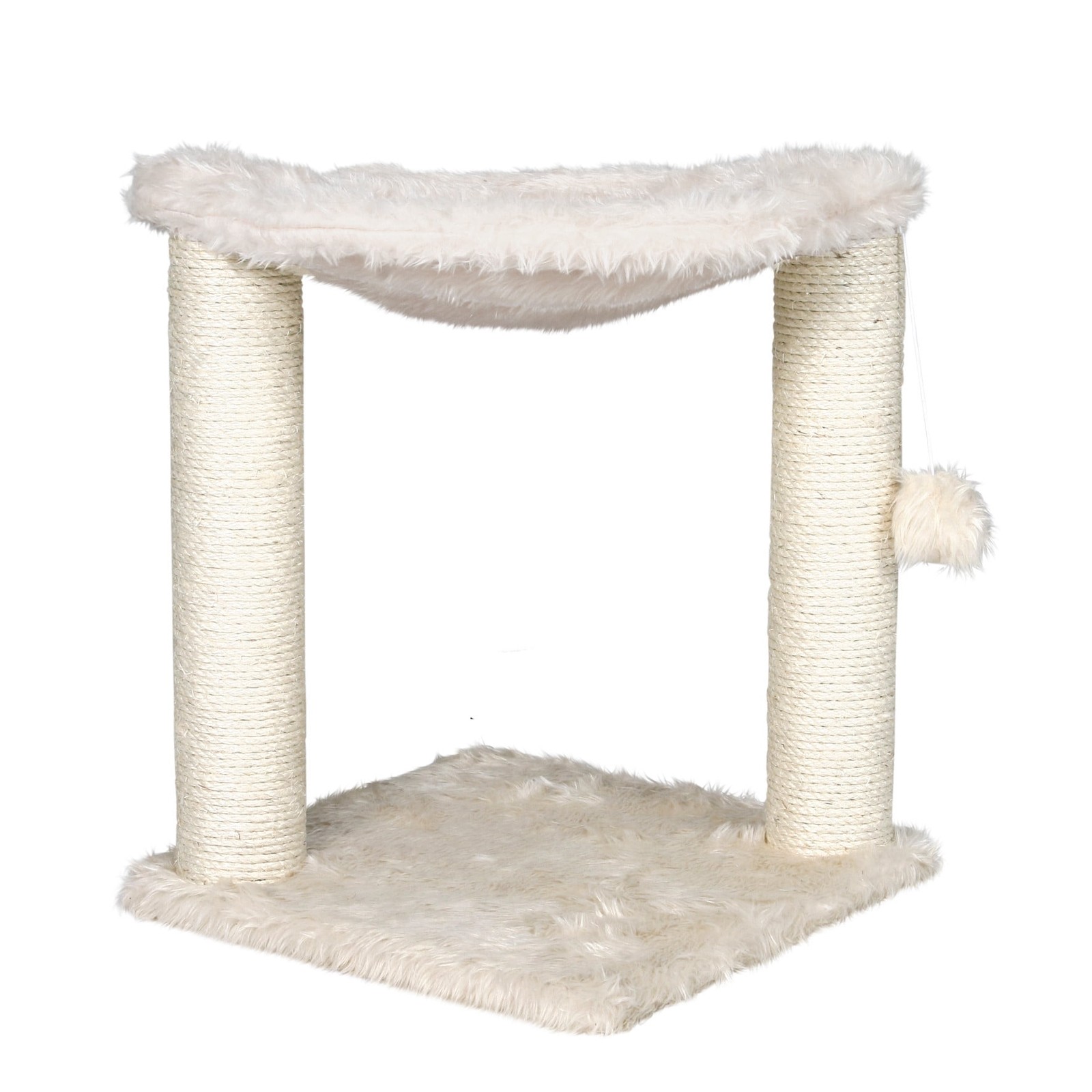 19.7" Cat Scratching Posts with Hammock & Hanging Cat Toy, Cream