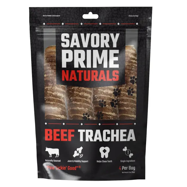 Savory Prime Naturals Beef Trachea Dog Chews 4 Count