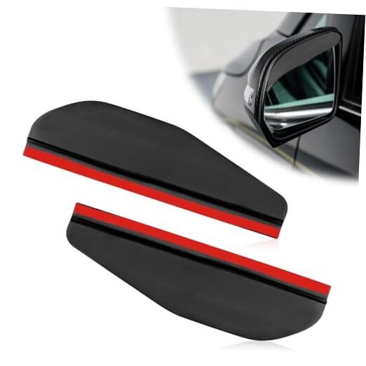 2Pcs Side High Quality PVC Mirror Rain Visor Eyebrow, Side Transparent Black
