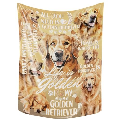 Golden Retriever Blanket Gifts for Dog Lover & Owner, Golden 50*65 inches