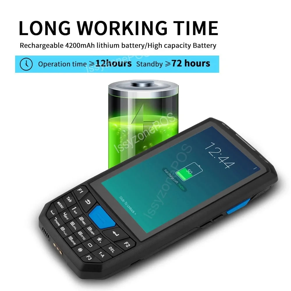 IssyzonePOS Handheld PDA Android 8.1 Rugged POS Terminal 1D 2D Barcode Scanner