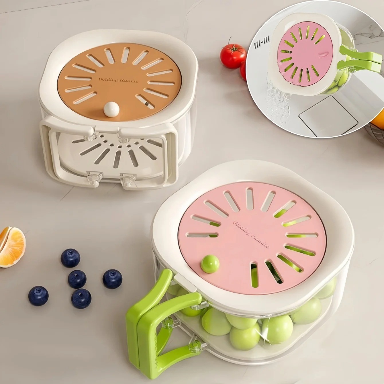 Multifunctional Fruit Vegetable Washing Bowl with Strainer, Multifunctional Prod