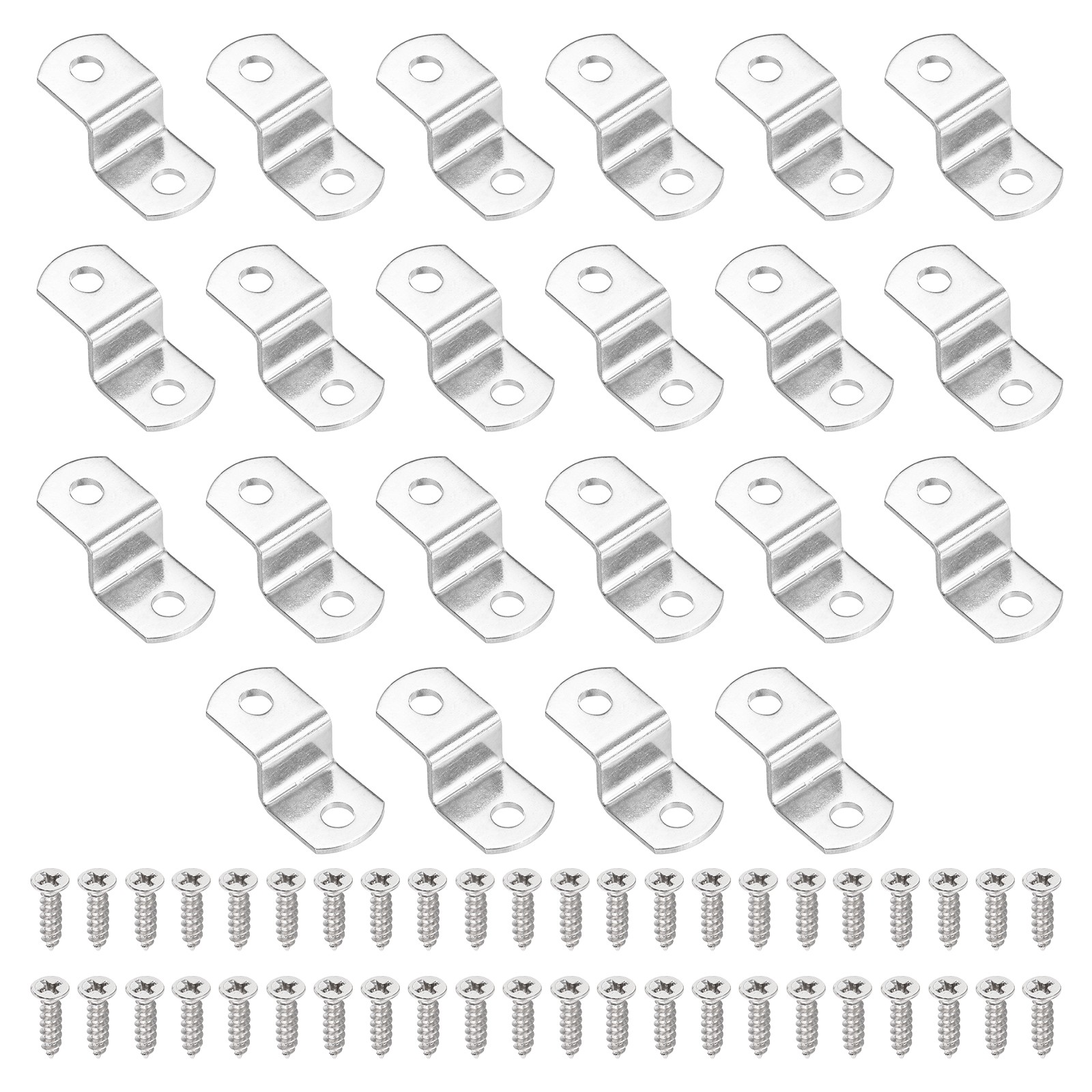 22Pcs 1/3" Offset Canvas Clips with 2 Holes Include 44 Screws, Silver Tone