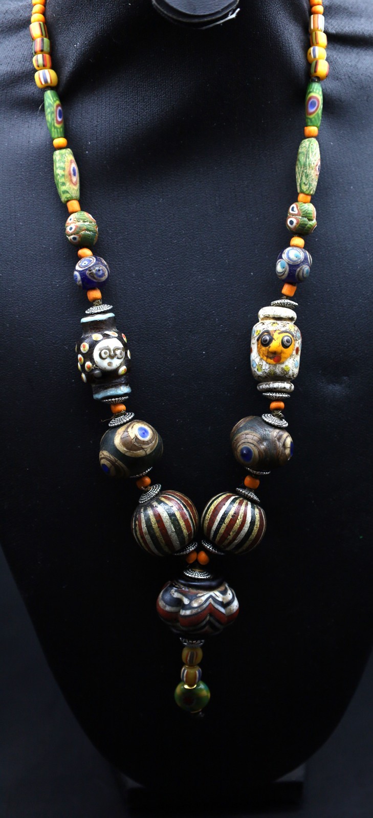 Genuine Ancient Roman Mosaic Gabri Glass Bead Necklace Circa 1st-2nd Century AD