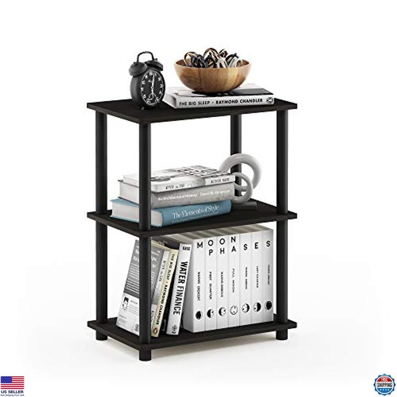 Furinno Turn-N-Tube 3-Tier Storage Shelf, Narrow Design, Espresso/Black Finish