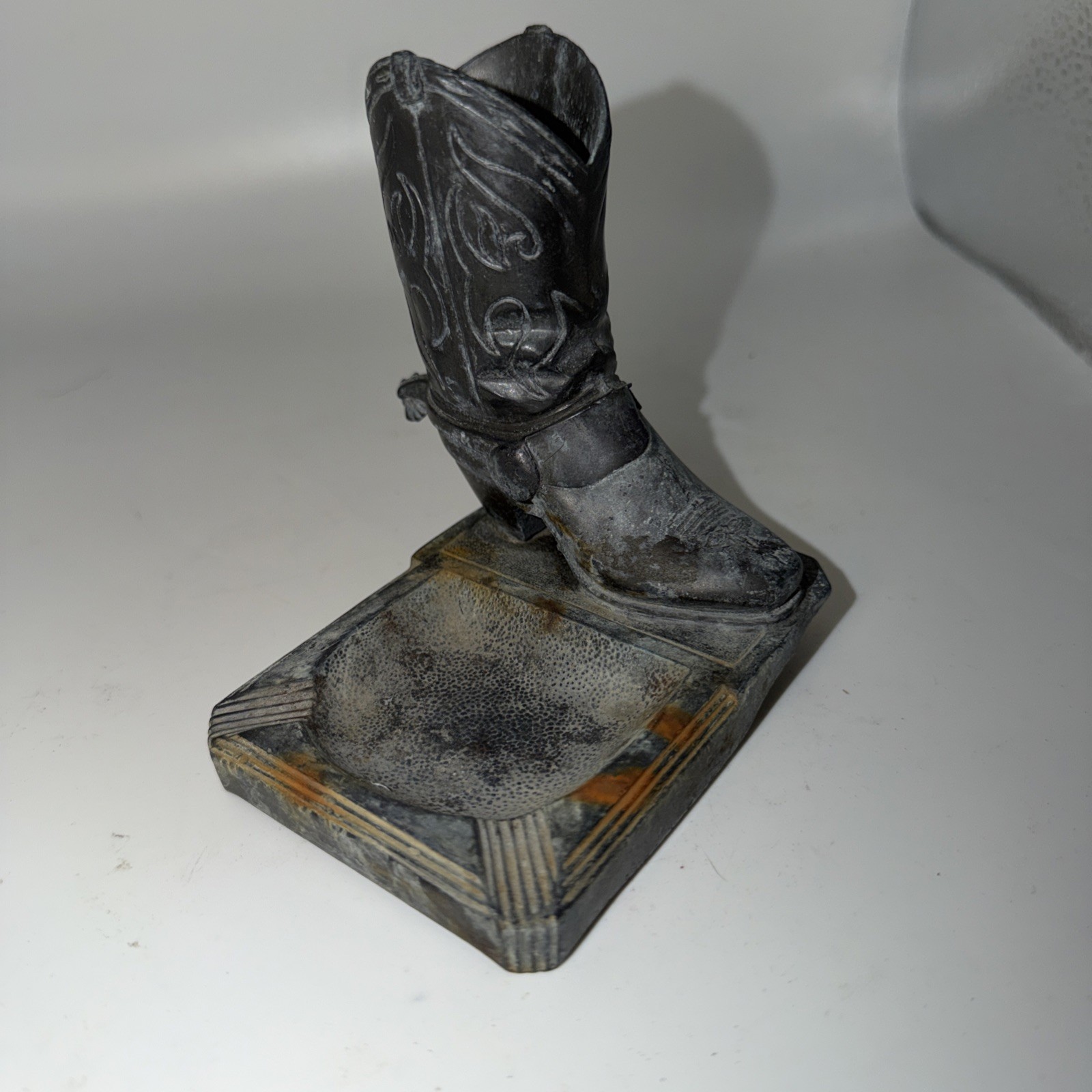 Vtg Die Cast Cowboy Boot & Spur Ashtray/ Trinket Holder 1940’s