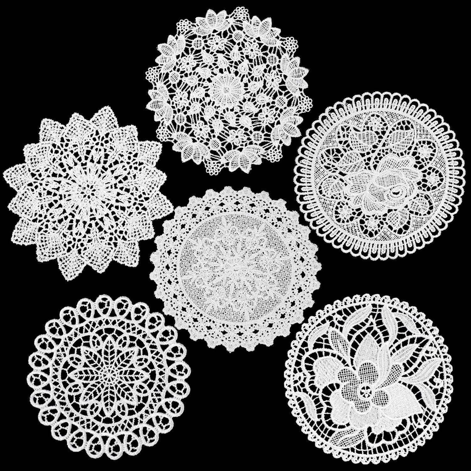6 Pack Crochet Doilies Vintage Lace Doilies 6 Inch White Round Cloth Doily Croch