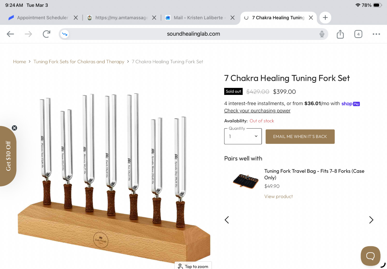 Sound Lab tuning forks plus Moon Knot fork and strike pad