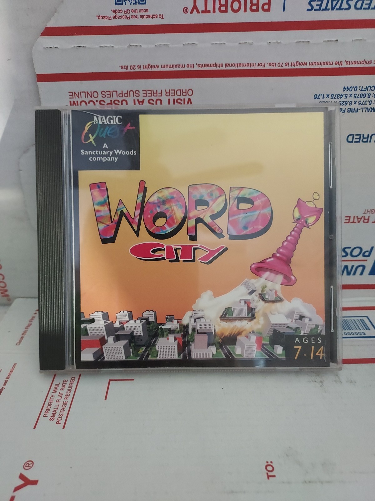 KIDSOFT WORD CITY 1995 Educational CD-ROM Game Good Used Magic Quest - #139