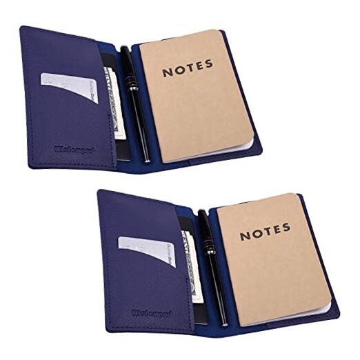  Journal Cover, 2 Pack PU Leather Notebook Cover for Field Notes, or other Blue