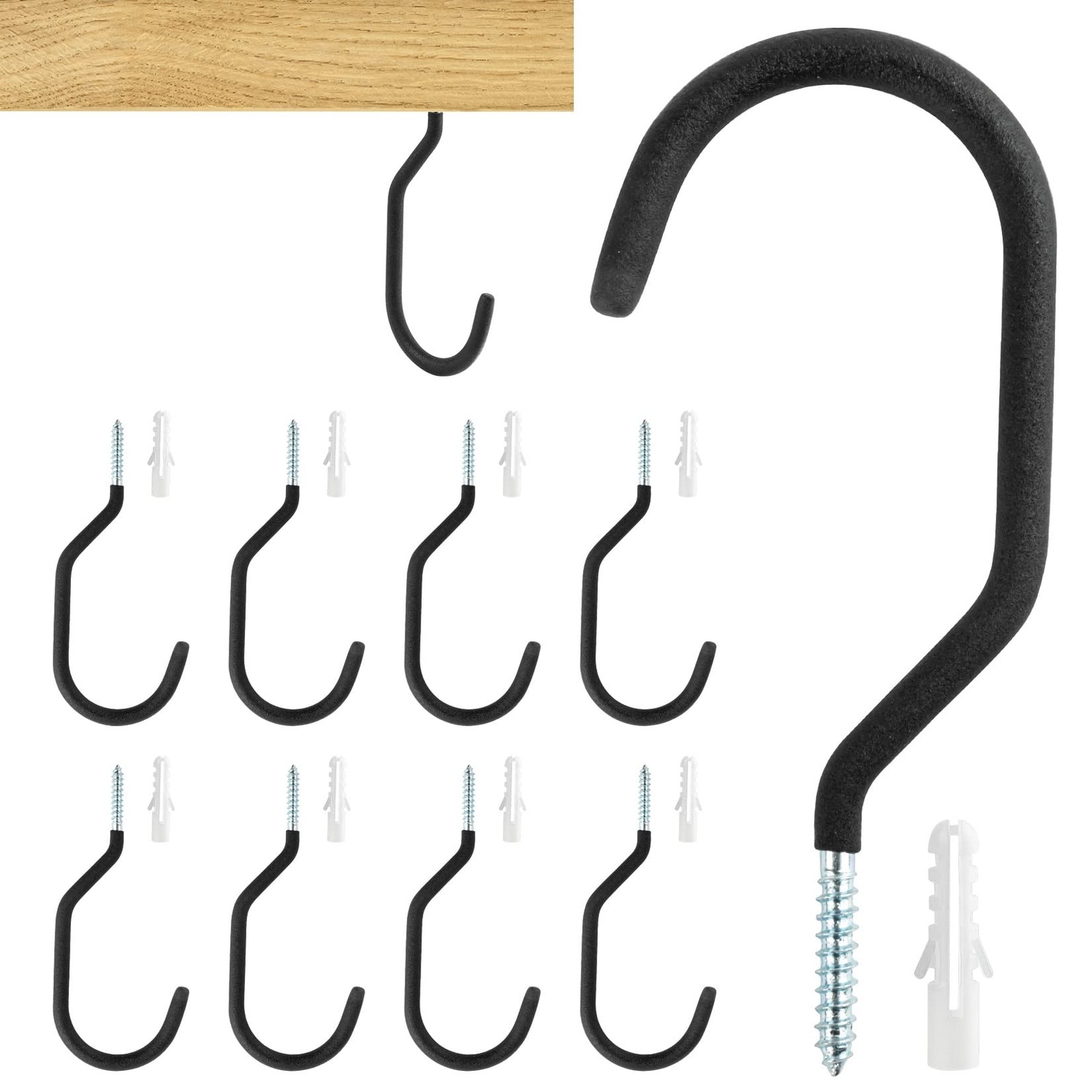 MAQIHAN 10 Heavy Duty Wall Mount Storage J Hooks  Bicycle & Ladder Hangers, G...