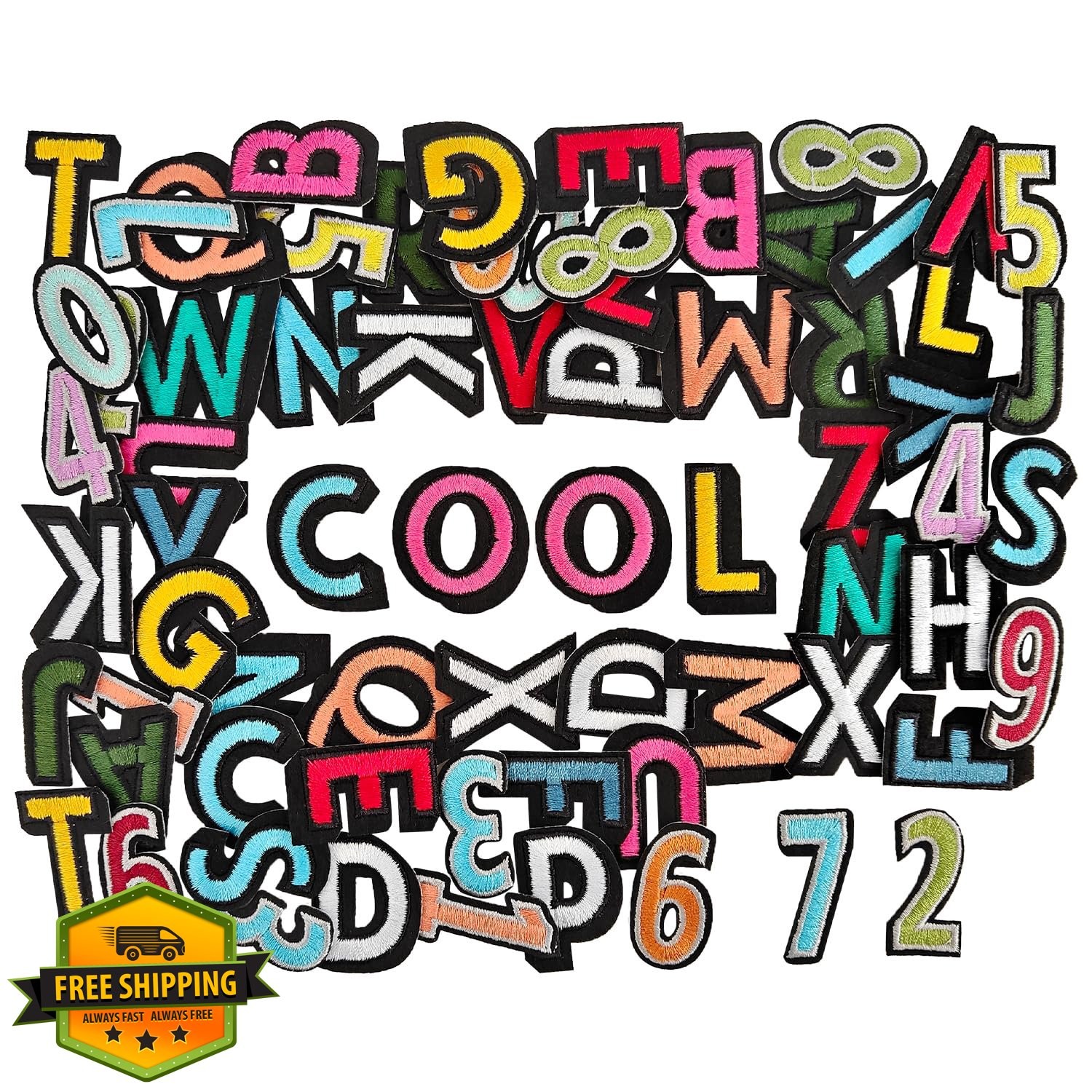 EMBAPP 1.5 Inch Iron on Letters A-Z and Numbers 0-9 Patches (Mixed Colors)