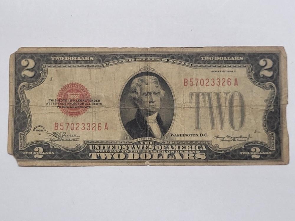 1928 C RED Seal $2 United States Note CHEAP !!!