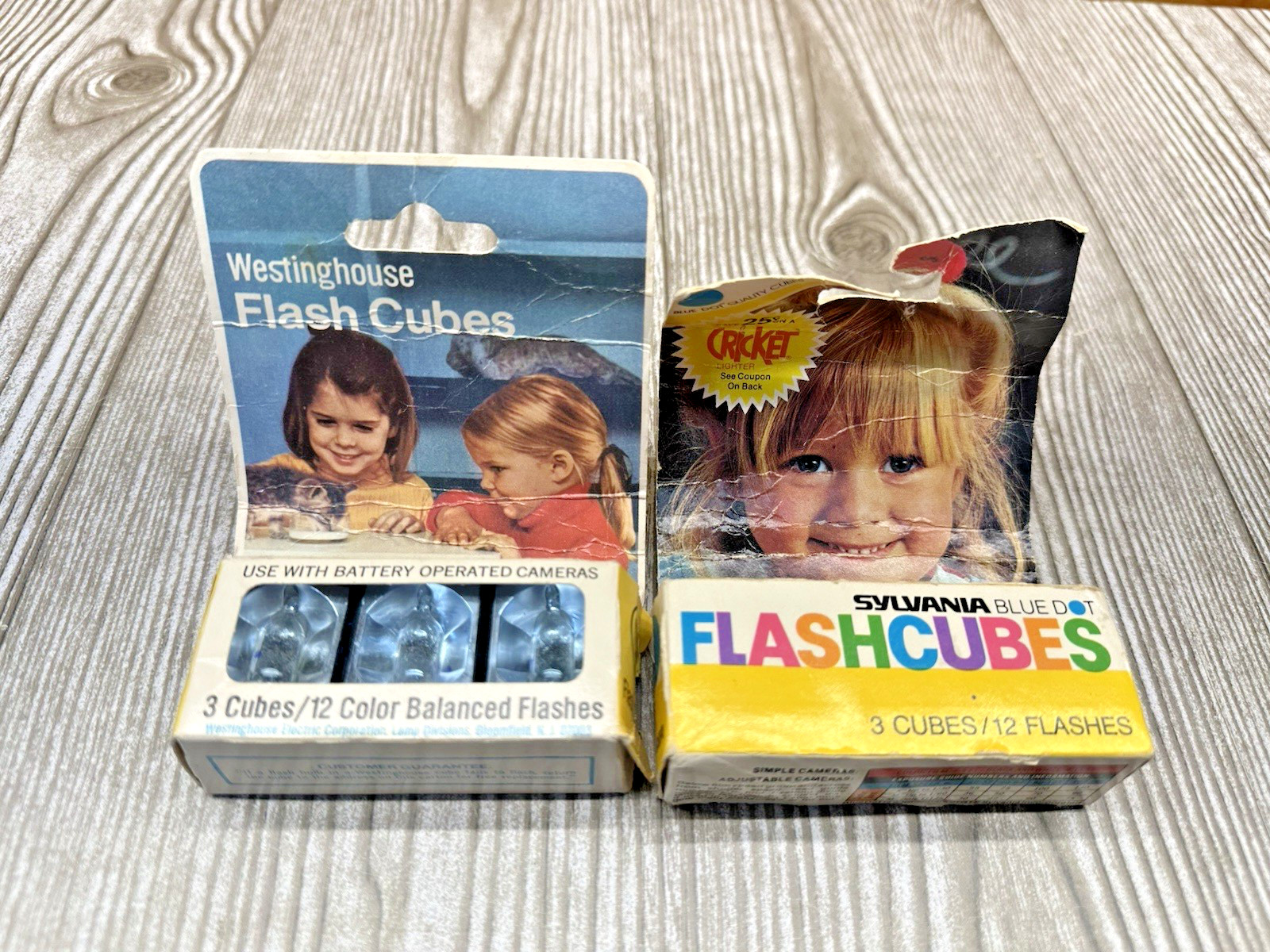 Lot of 2 Flash Cubes - Sylvania Blue Dot & Westinghouse - 6 cubes total
