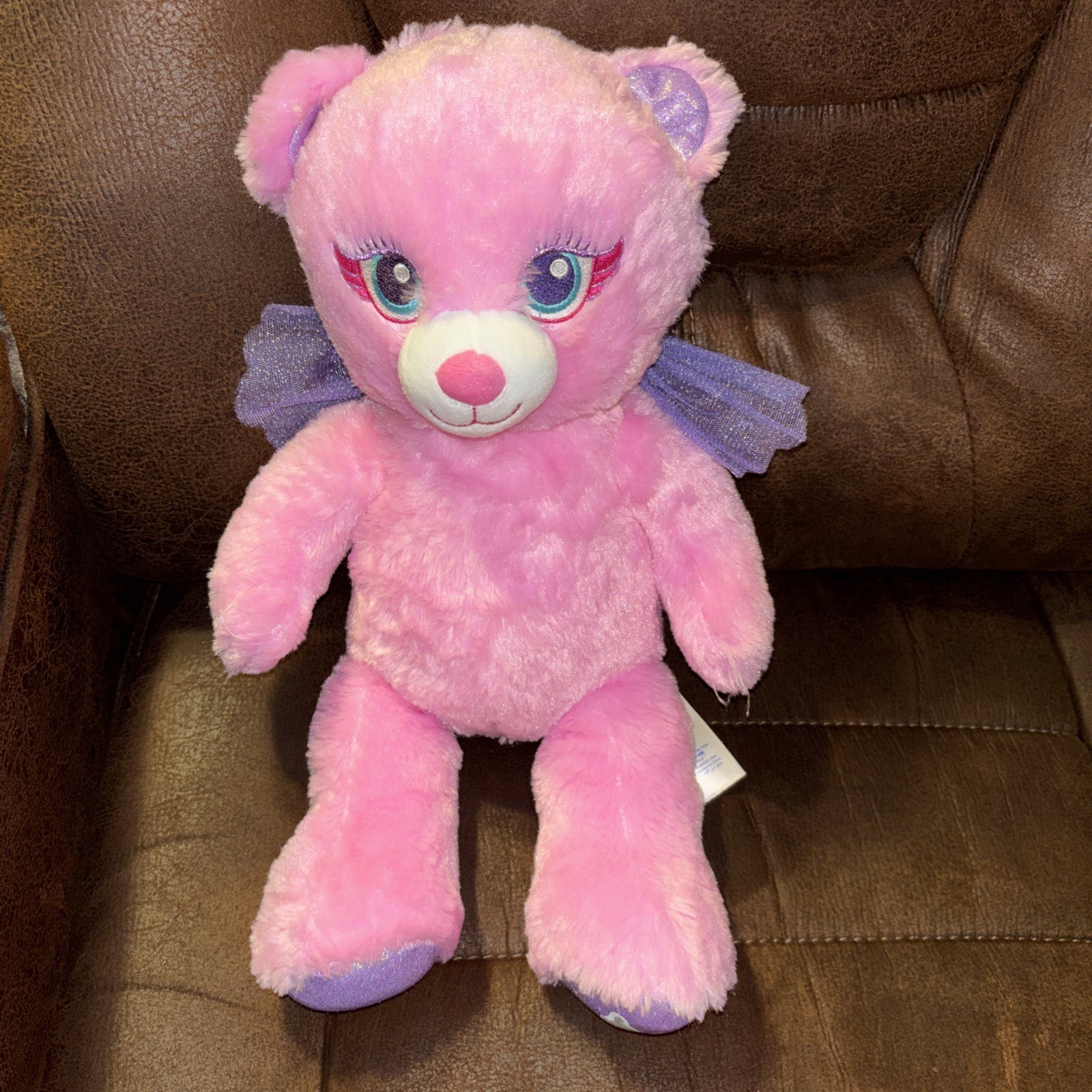 Build a Bear Pink Fairy 16” Purple Tulle Glitter Wings Magical Plush BAB Stuffed