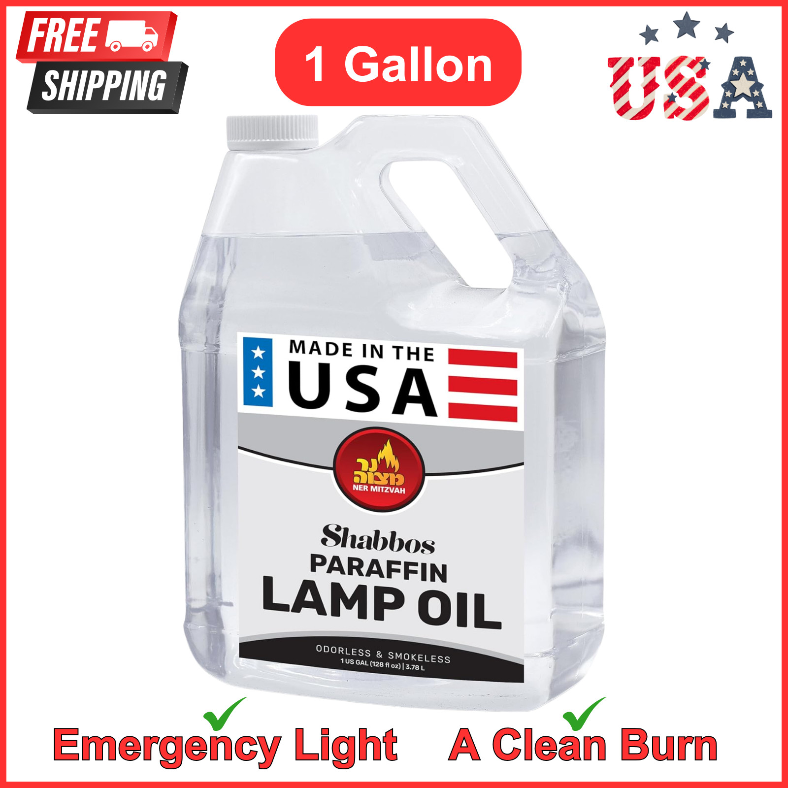 1 Gallon Paraffin Lamp Oil - Clear Smokeless, Odorless, Clean Burning Fuel New