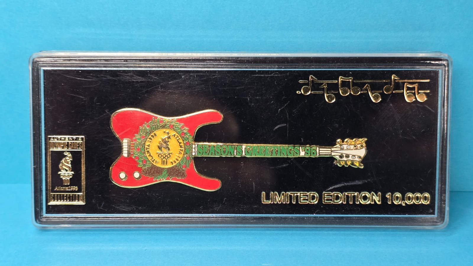 1996 Atlanta Olympic Games Guitar Pin Seasons Greetings 96 Limited Edition 10000