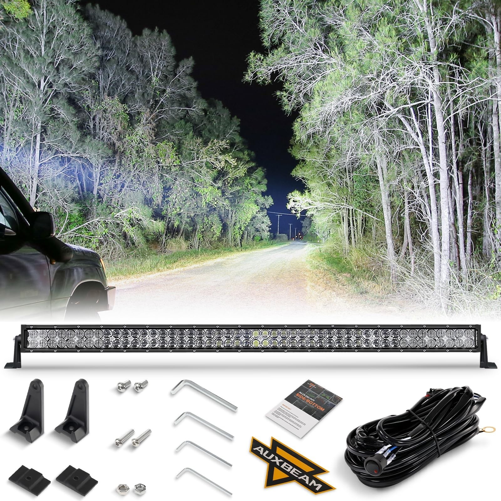 Auxbeam 50 Inch LED Light Bar 288W, 5D Lens Waterproof Off Road Driving Light...