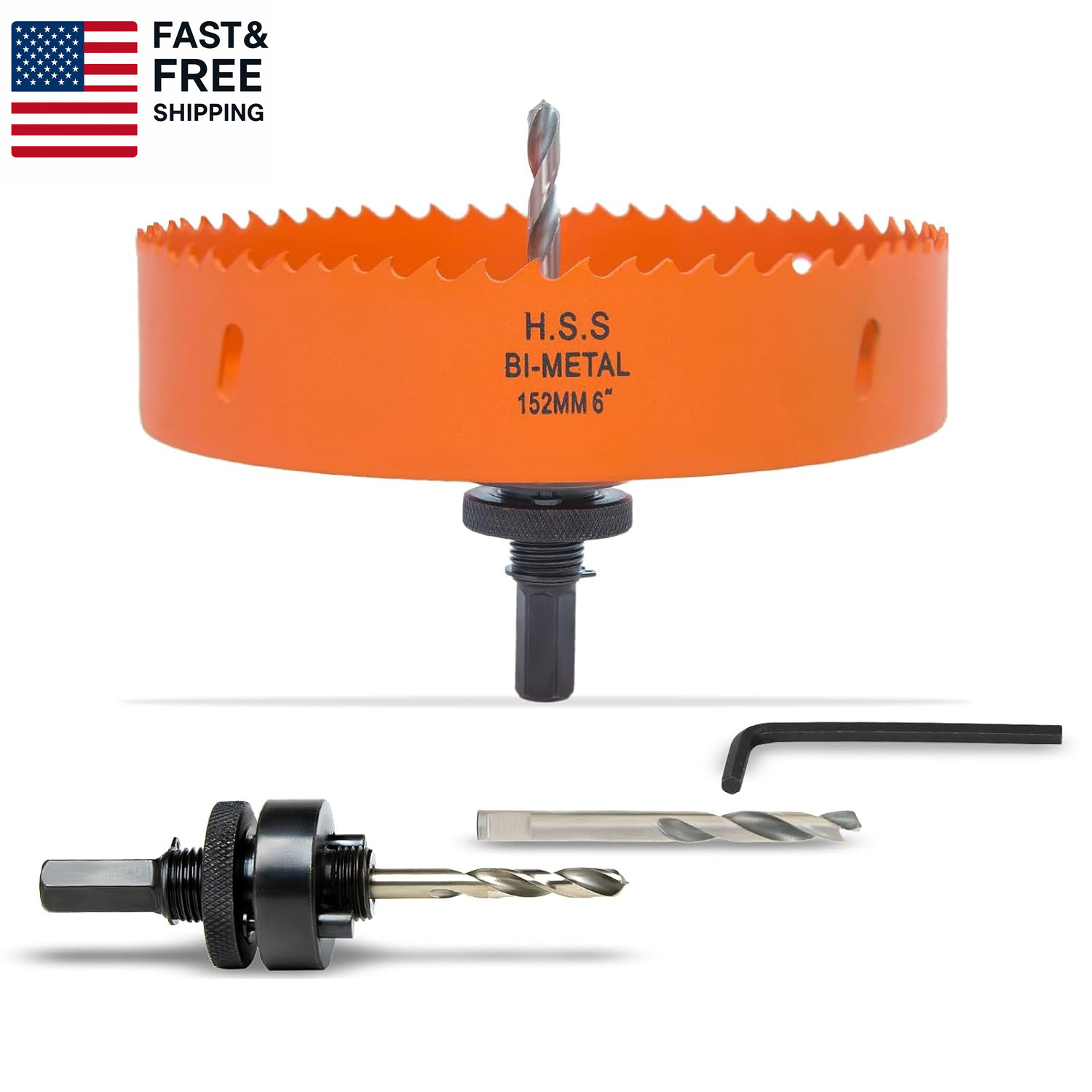 6 Inch Hole Saw with Arbor for Metal Wood and Plastic Cutting, 152Mm Bi-Metal H