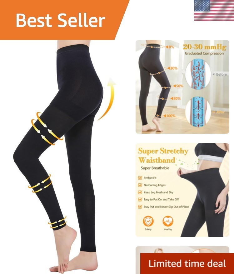 Medical Compression Tights Women, 20-30 mmHg Graduated Compression Pantyhose ...