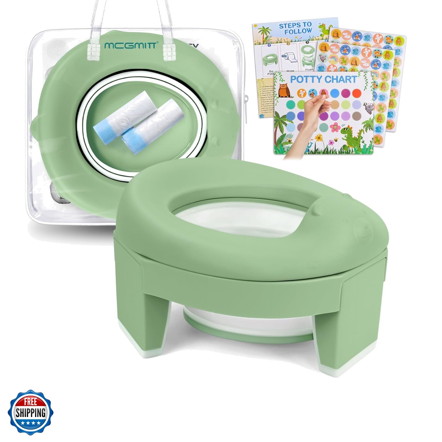 Portable Potty for Kids Travel - Foldable Training Toilet Chair for Toddler G...