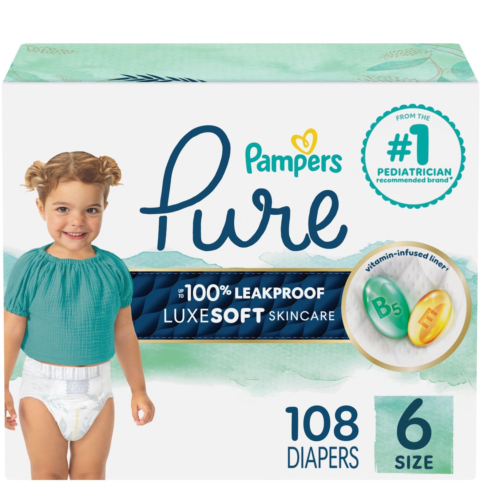 Pampers Pure Protection Size 6 Diapers 108 Count Hypoallergenic Baby Leakproof