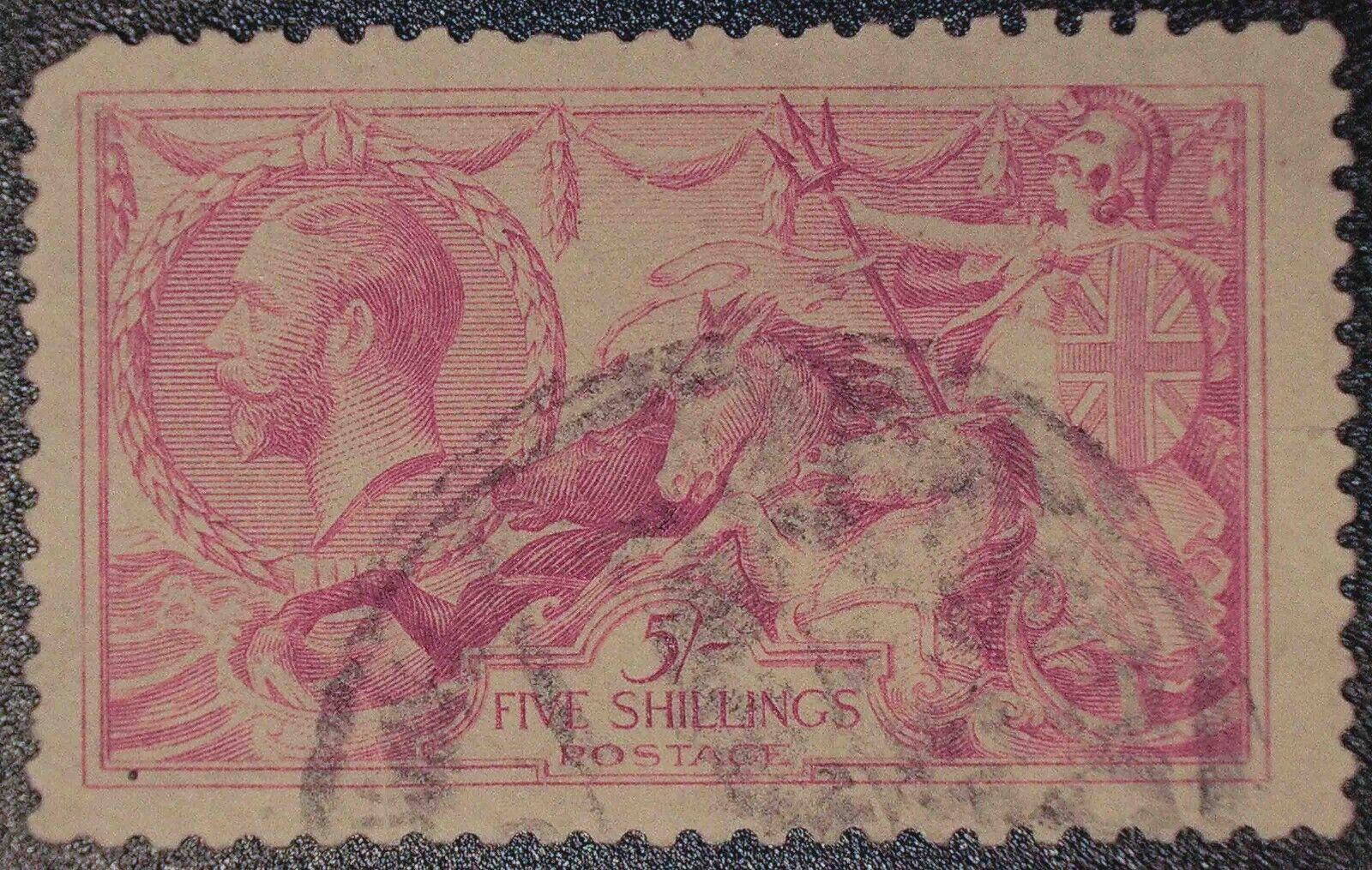 Great Britain | 1918-1919 | Seahorses | SG 416 | 5s Rose-red | Good ULH